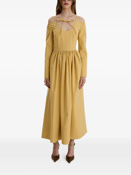  Moos Studio Golden Hour Cold-shoulder Tie Maxi Dress - Yellow 