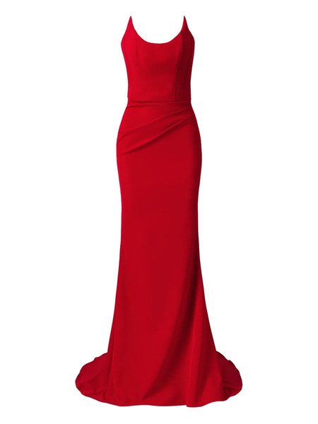 Moos Studio Red Silence Corset-bodice Fishtail Maxi Dress 