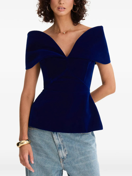  Moos Studio Royal V-neck Blouse - Blue 