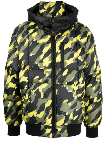  Moose Knuckles Camouflage-print Hooded Bomber Jacket - Yellow 