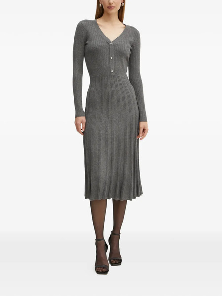  Morgan V-neck Button Midi Dress - Grey 