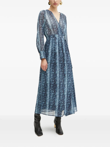  Morgan V-neck Patterned Maxi Dress - Blue 