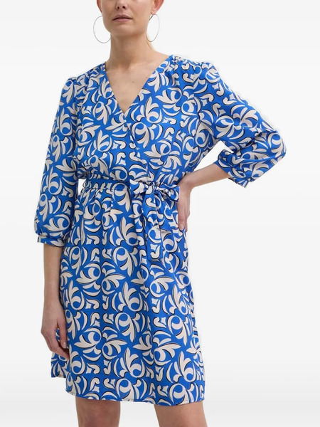 Morgan V-neck Patterned Mini Dress - Blue 