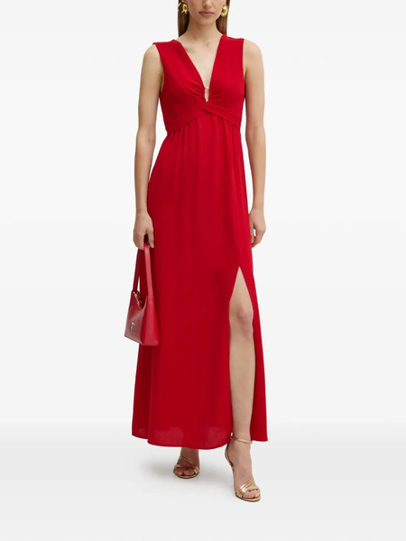  Morgan V-neck Side-slit Maxi Dress - Red 