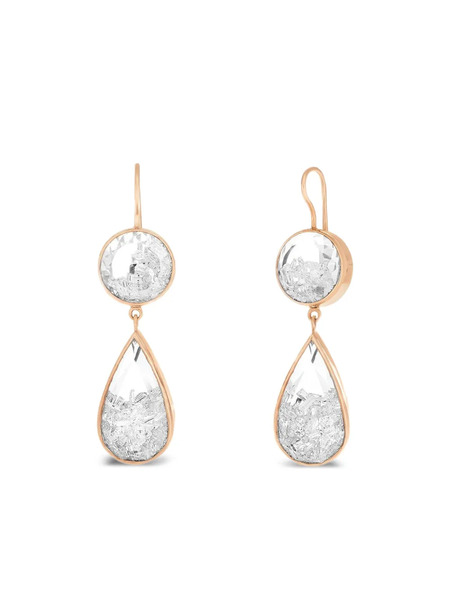  Moritz Glik 18k Rose Gold Diamond And Sapphire Shaker Double Drop Earrings - Pink 