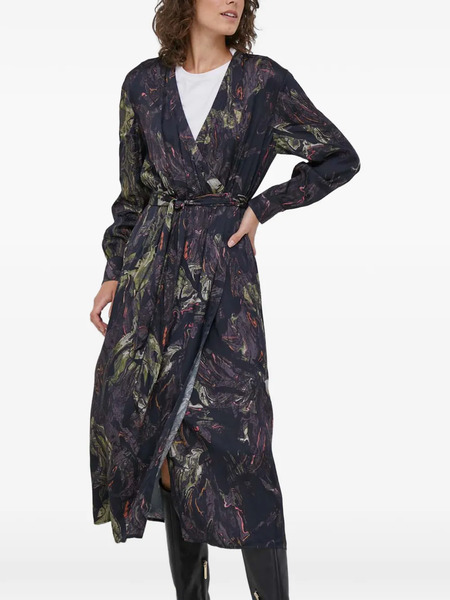  Mos Mosh Belted Printed Midi Dress - Black 