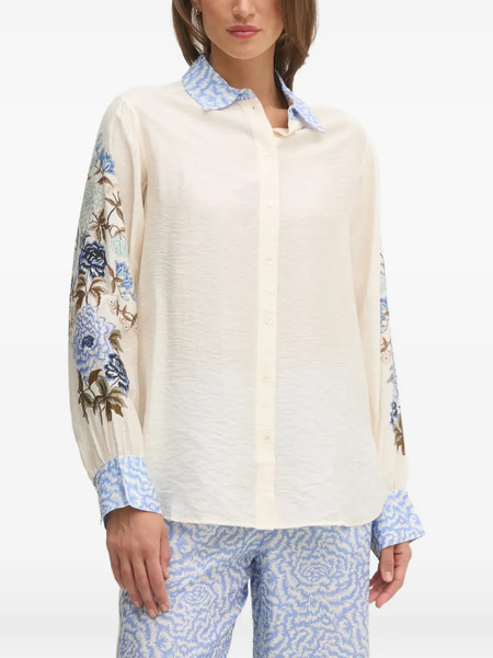  Mos Mosh Floral-embroidered Collared Shirt - Neutrals 