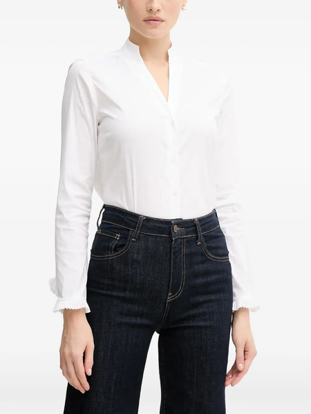  Mos Mosh Mmhassie Ruffled-cuff V-neck Shirt - White 