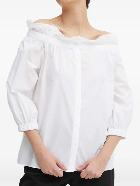  Mos Mosh Ruffle Off-shoulder Blouse - White 
