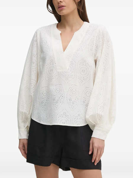  Mos Mosh V-neck Eyelet Blouse - White 