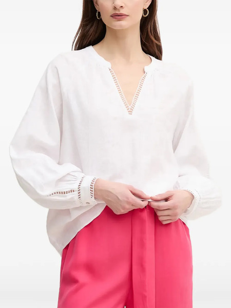  Mos Mosh V-neck Openwork Blouse - White 