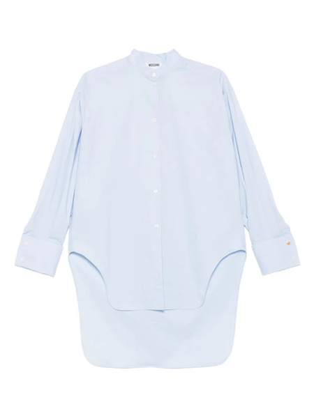 Moschino Band-collar Curved-hem Shirt - Blue 