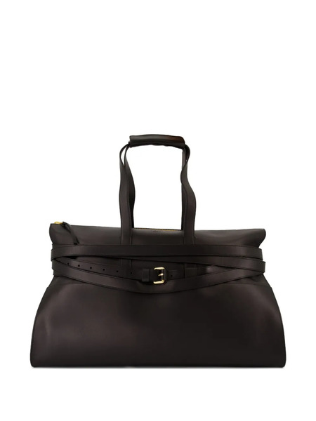  Moschino Belted Leather Tote Bag - Black 