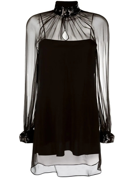  Moschino Buckle-collar Chiffon Blouse - Black 