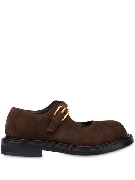  Moschino Buckled Suede Loafers - Brown 