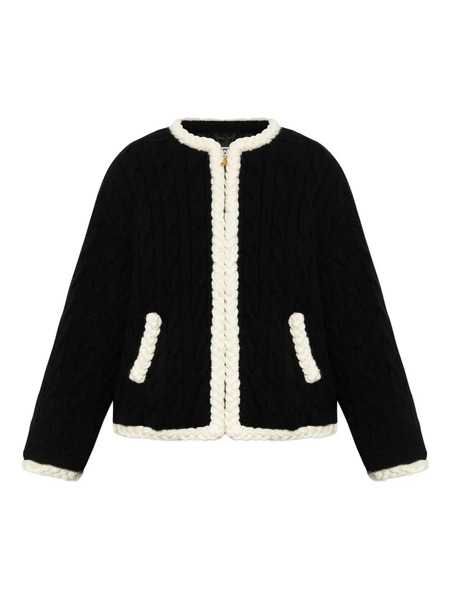  Moschino Cable-knit Elbow-patch Jacket - Black 