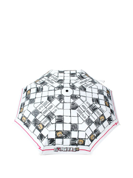  Moschino Checkerboard-print Umbrella - White 
