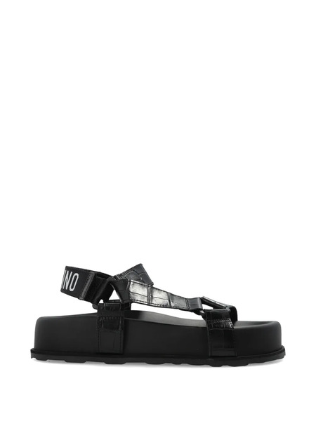  Moschino Crocodile-embossed Sandals - Black 