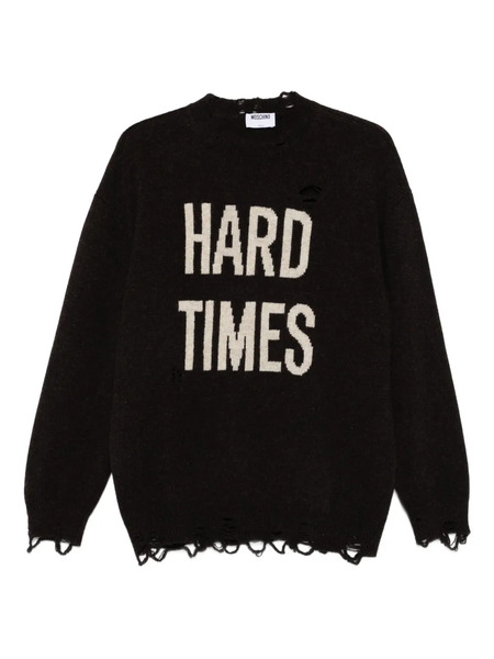  Moschino Distressed Crew-neck Sweater - Brown 