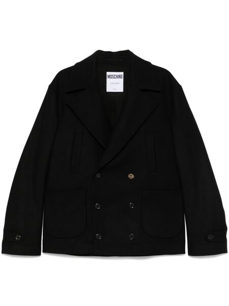  Moschino Double-breasted Peacoat - Black 
