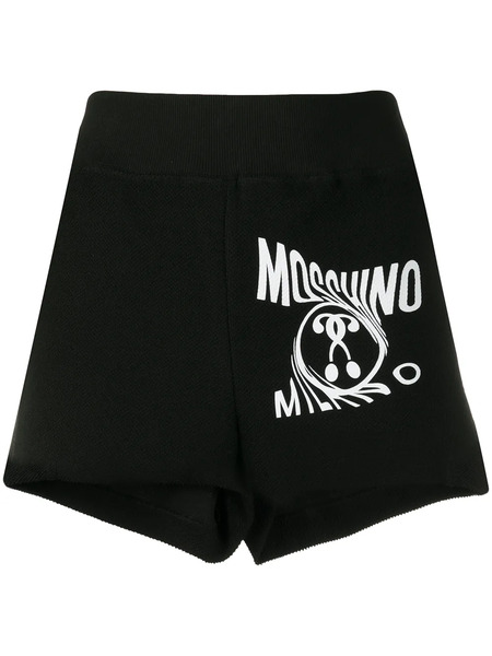  Moschino Elasticated Logo-print Shorts - Black 
