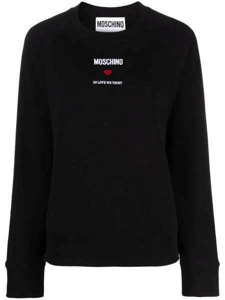  Moschino Embroidered-logo Cotton Sweatshirt - Black 