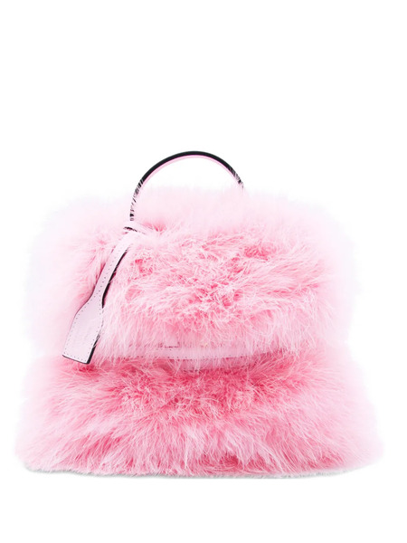 Moschino Feather Buckled Tote Bag - Pink 