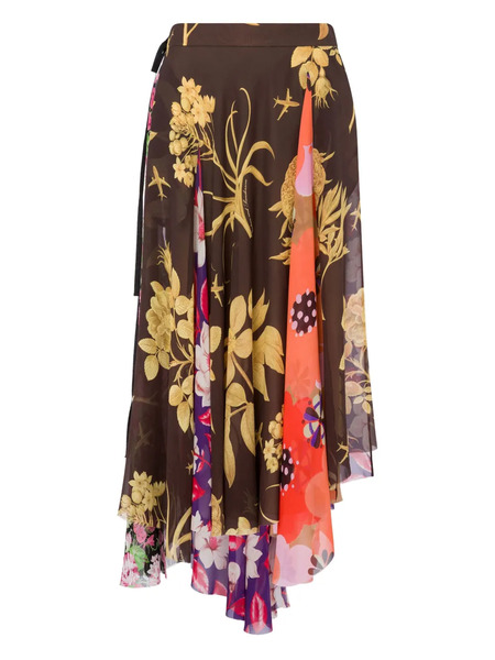  Moschino Floral-print Asymmetric Skirt - Brown 