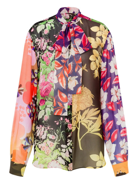  Moschino Floral-print Silk Blouse - Black 