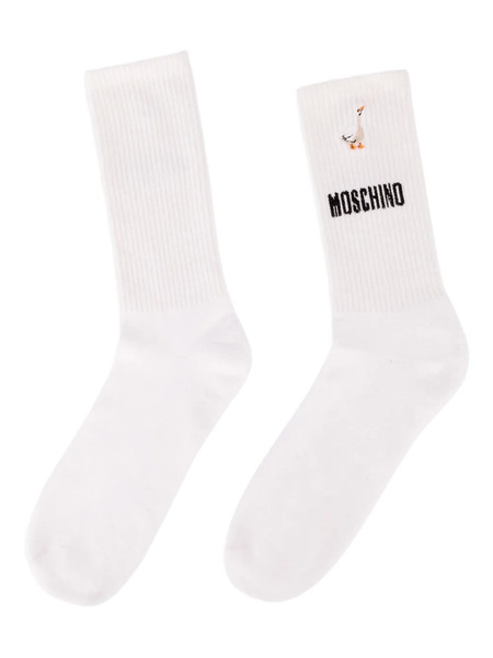  Moschino Goose Embroidered-logo Socks - White 