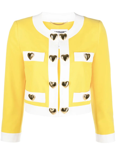  Moschino Heart-appliqué Cropped Jacket - Yellow 