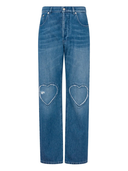  Moschino Heart-detail Denim Jeans - Blue 