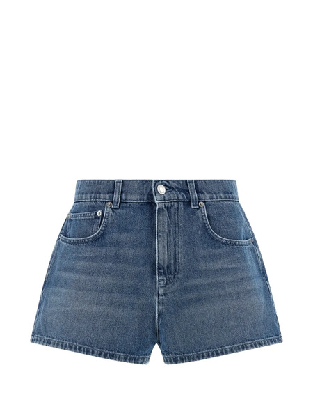  Moschino Heart-embroidered Denim Shorts - Blue 