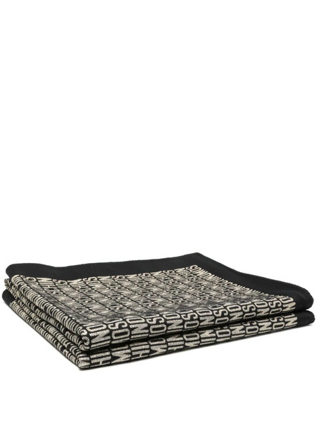 Moschino Intarsia-logo Rectangular Blanket (190cm X 145cm) - Black 