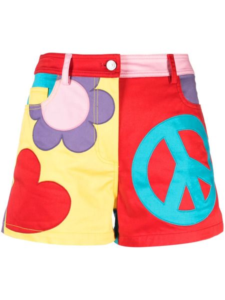  Moschino Jeans Colour-block Cotton Mini Shorts - Red 