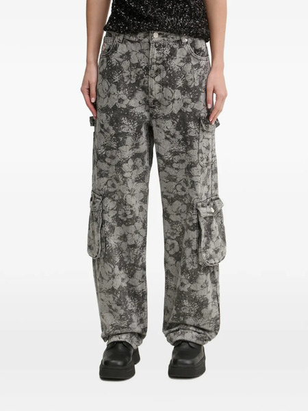  Moschino Jeans Floral-print Cargo Jeans - Grey 