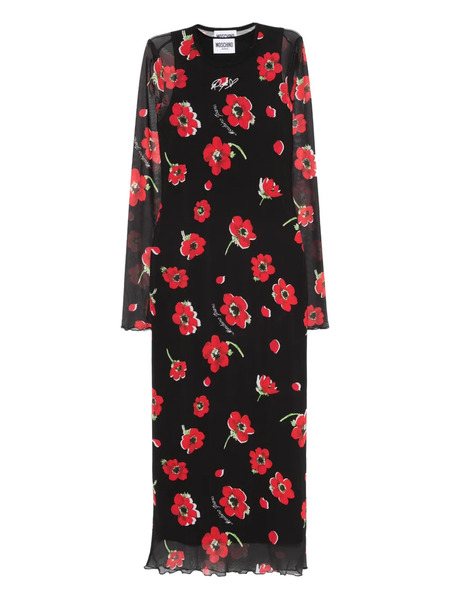  Moschino Jeans Floral-print Midi Dress - Black 