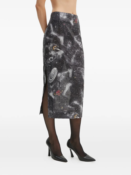  Moschino Jeans Galaxy-pattern Midi Skirt - Black 