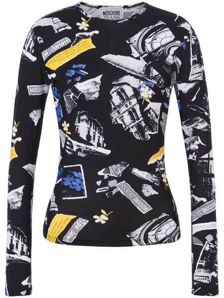  Moschino Jeans Graphic-print Top - Black 