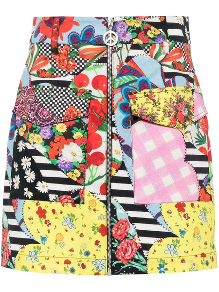  Moschino Jeans Graphic-print Zipped Miniskirt - Black 