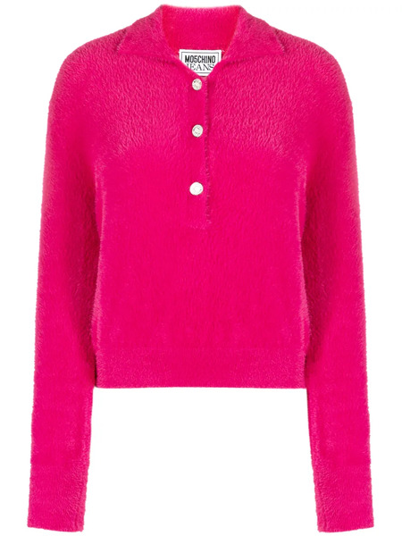  Moschino Jeans Knitted Long-sleeve Polo Collar - Pink 