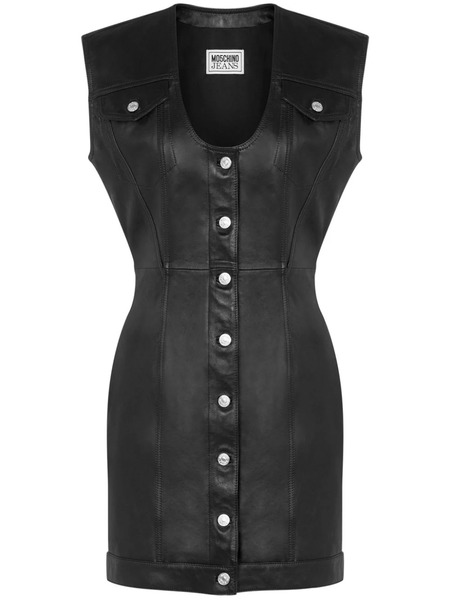  Moschino Jeans Leather Mini Dress - Black 