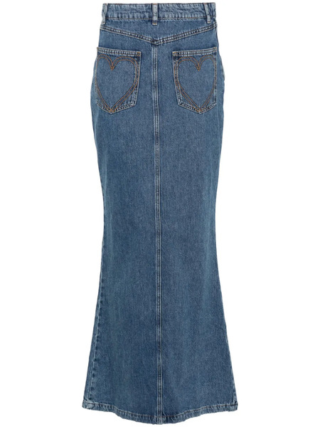  Moschino Jeans Logo-appliqué Denim Maxi Skirt - Blue 