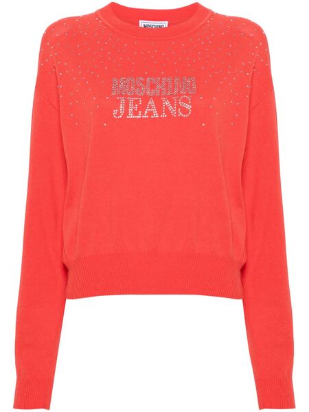  Moschino Jeans Logo-embellished Crew-neck Jumper - Red 