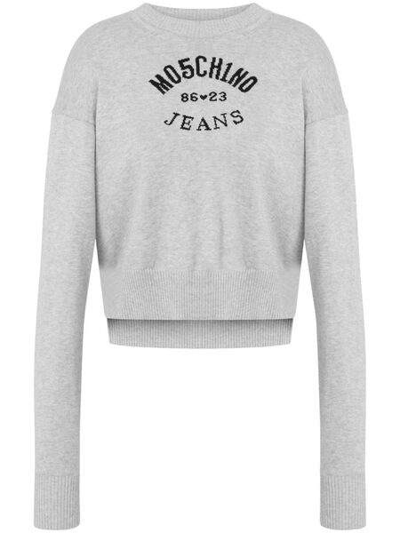  Moschino Jeans Logo-intarsia Jumper - Grey 