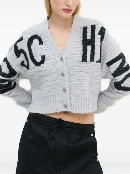  Moschino Jeans Logo-lettering Cropped Cardigan - Grey 