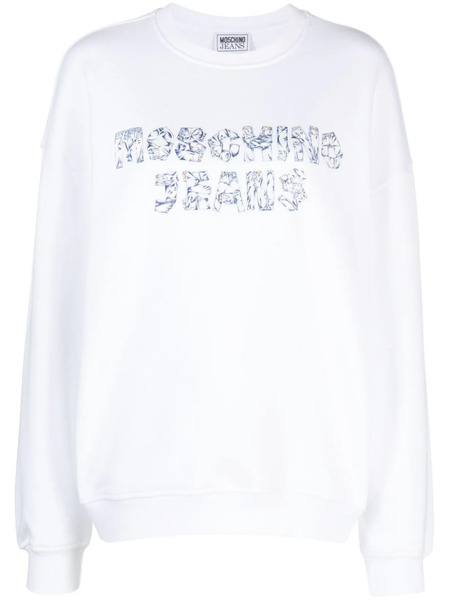  Moschino Jeans Logo-print Cotton Sweatshirt - White 