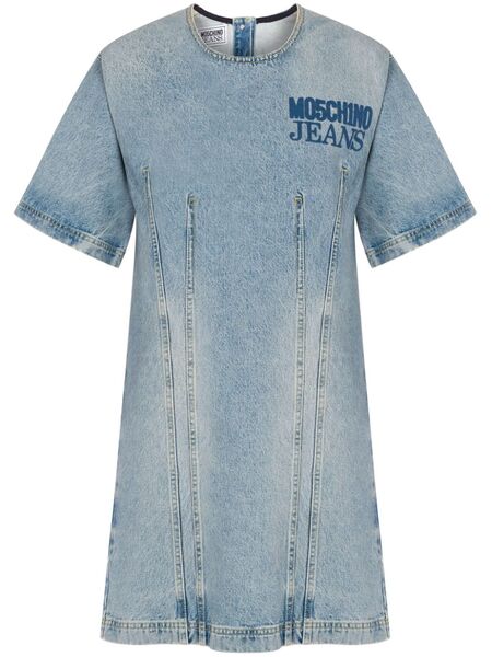  Moschino Jeans Logo Print Denim Dress - Blue 