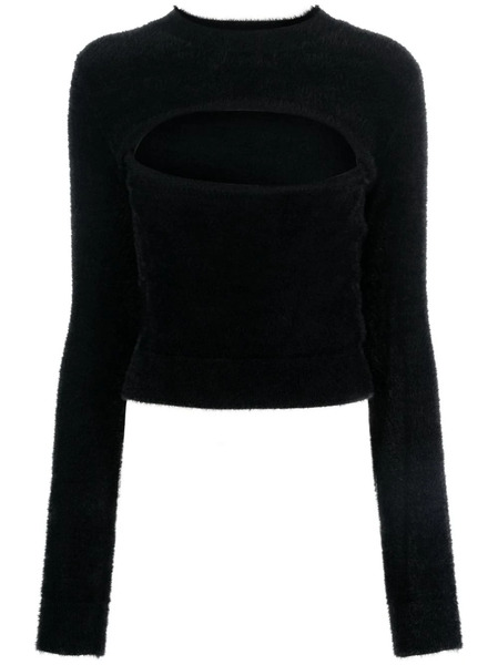  Moschino Jeans Long-sleeve Faux-fur Jumper - Black 