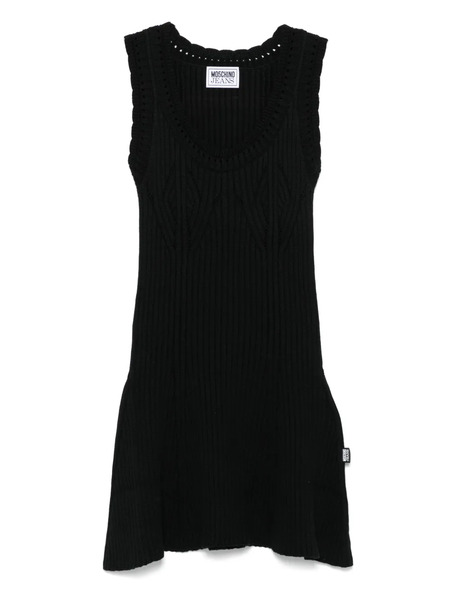  Moschino Jeans Ribbed-knit Mini Dress - Black 